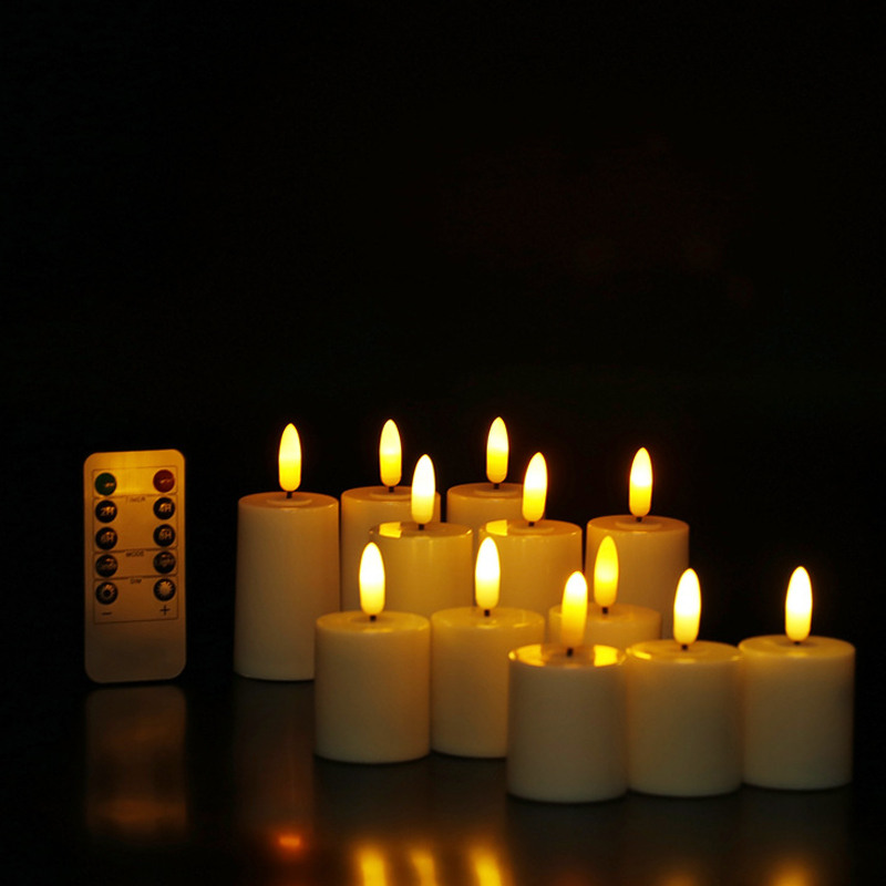 Rechargeable LED Flameless Moving Wick Candles - Set of 6 with Charging Base & 10-Key Remote Control Color:Red 2