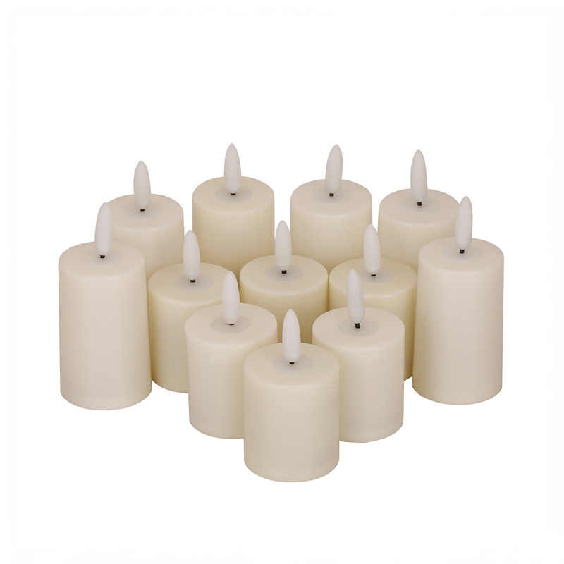 Rechargeable LED Flameless Moving Wick Candles - Set of 6 with Charging Base & 10-Key Remote Control Color:Red 1