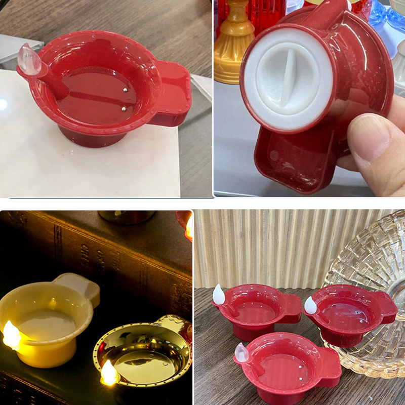 Water Activated Flameless LED Diya - Automatic Sensor Candle for Festive Decor Color:Bronze 1