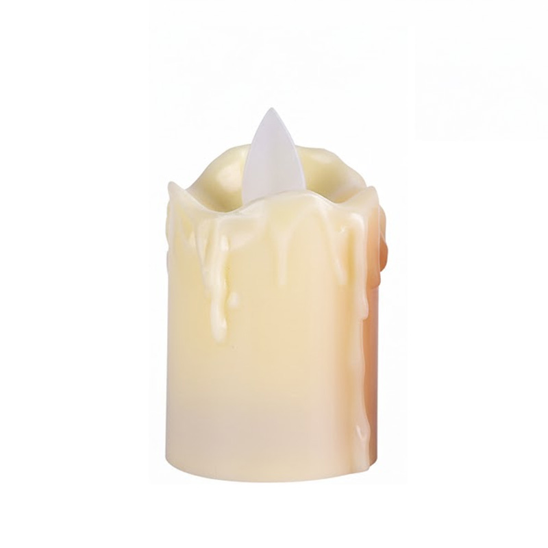 Realistic LED Pillar Candles with Wax-Drip Effect Ivory