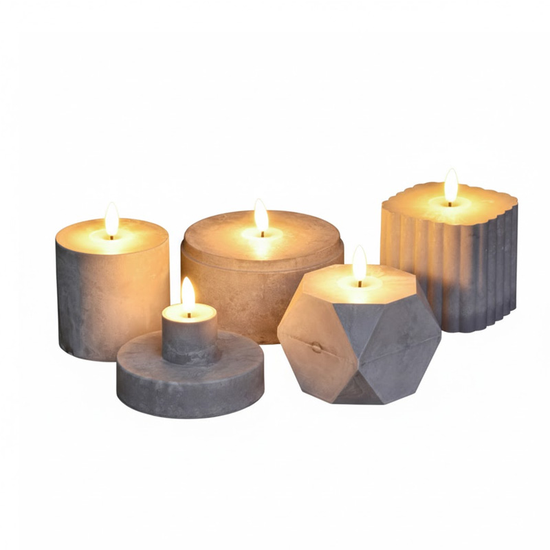 Cement flameless candle holder set