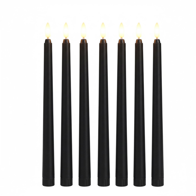 Elegant Black Flameless Taper Candles - Remote Controlled Battery Operated LED Window Candles ,Set of 6), Sleek, Sophisticated, and Safe: Modern Black LED Taper Candles with Flickering Flame for Gothic Decor and Dinner Parties