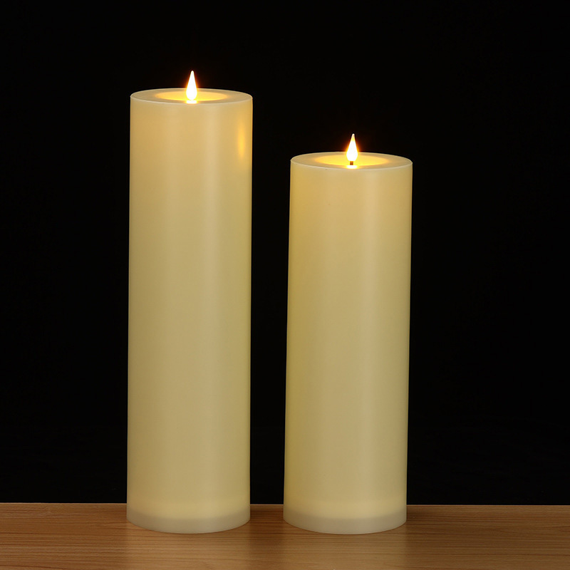 Rechargeable Extra Large Flameless Pillar Candles,10cm Diameter ,Set of 2 Ivory  , Grand Ambiance Meets Sustainable Luxury: Oversized 30cm & 35cm Rechargeable LED Candles for Professional Decor