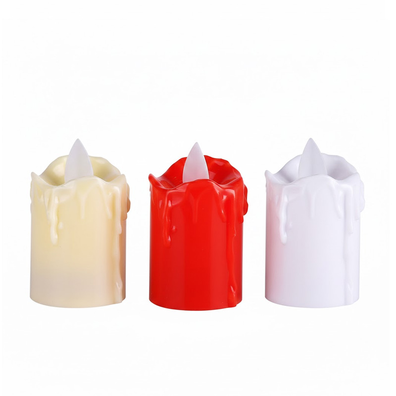 Realistic LED Pillar Candles with Wax-Drip Effect Color:Red 1