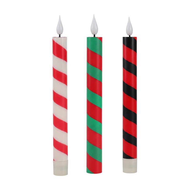 Festive LED Flameless Taper Candles,Twist-Bottom Base, Add a touch of classic holiday charm with safe, energy-efficient, and vibrant flickering candlelight