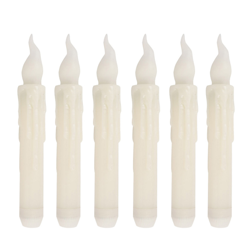 Realistic Drip Effect LED Taper Candles - Battery Operated Flickering Window Candles for Halloween & Home Decor White  , Bring a touch of vintage gothic charm to your space with safe, flameless, and flickering candlelight
