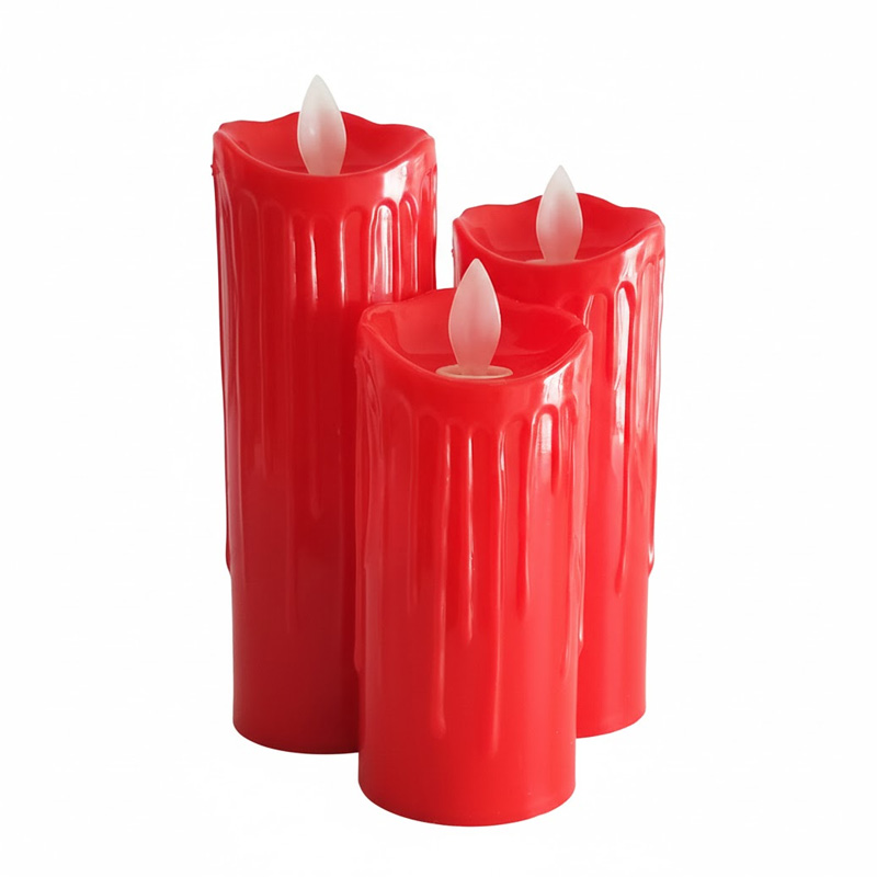 Red Dripping Wax Pillar led candle