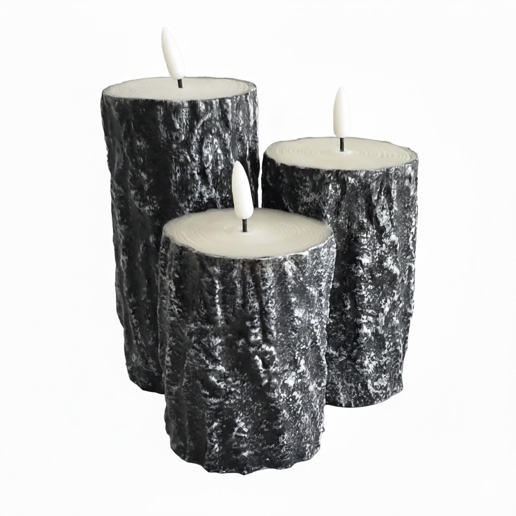 Rustic Pine Bark Led paraffin wax candle