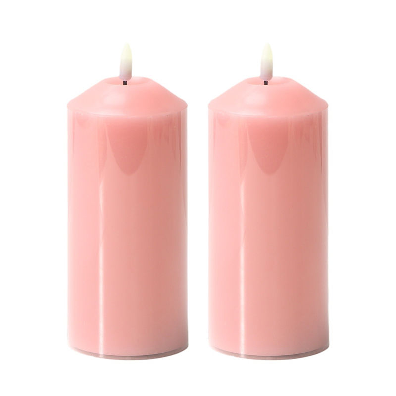 Realistic Flameless LED Pillar Candle - Real Paraffin Wax with Remote & Timer (7.5 x 18cm, Blush Pink), Experience the Warm Glow of a Real Candle without the Fire Hazard – Elegant, Remote-Controlled, and Crafted from Premium Wax