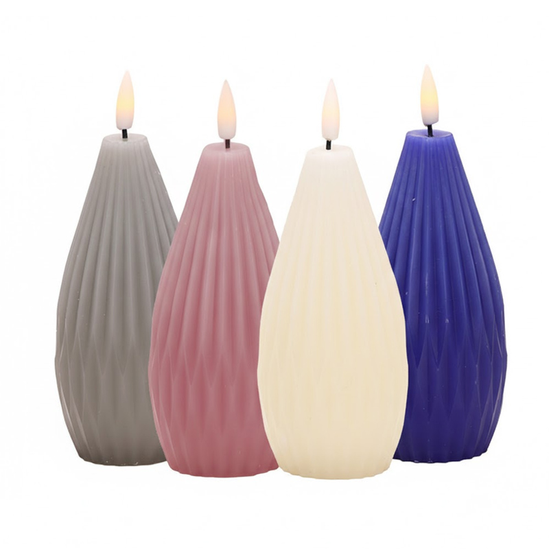 Realistic Flameless Pillar Candles - 6" Ribbed Geometric Real Wax LED Candles with Remote & Timer, Elevate your home ambiance with the timeless elegance of textured wax and the safety of modern LED technology
