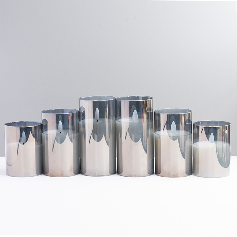 Glass Enclosed Flameless LED Candles with Remote - Moving Wick & Fixed Flame Options Wick Type:Moving Wick;Size:7.5x15cm 2