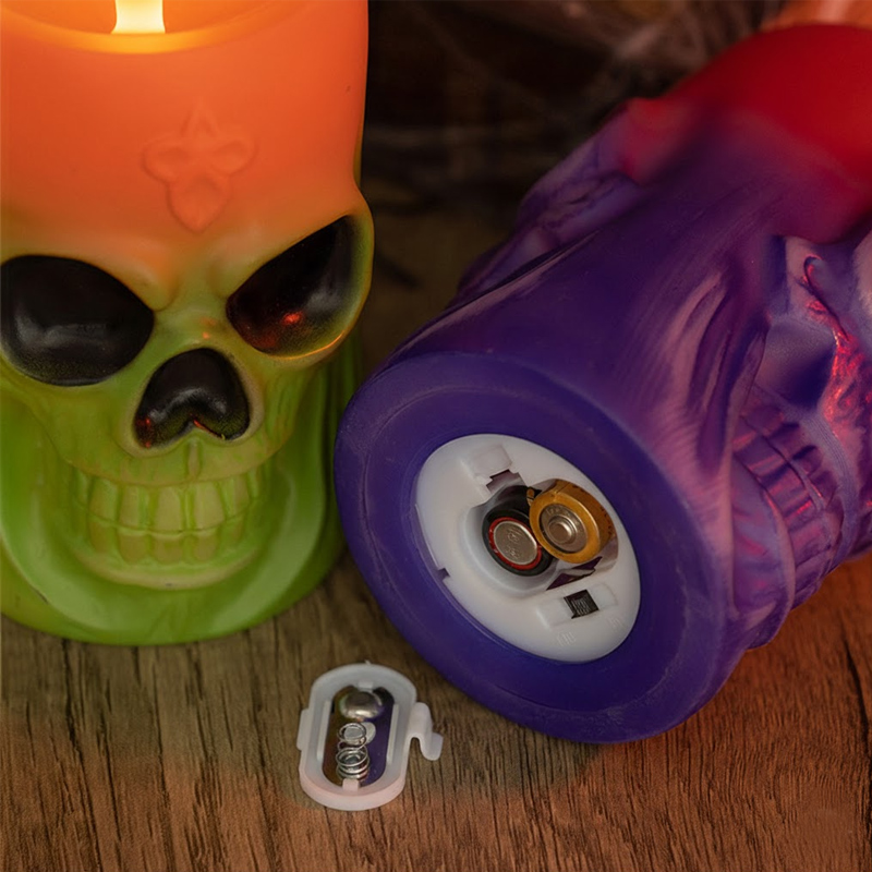 Retro Gothic Skull LED Flameless Candle - Vintage Halloween Decorative Night Light Color:Copper;Size:8.8*8.8*15.5cm 3