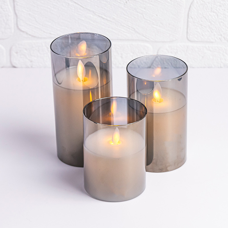 Glass Enclosed Flameless LED Candles with Remote - Moving Wick & Fixed Flame Options Wick Type:Moving Wick;Size:7.5x15cm 1