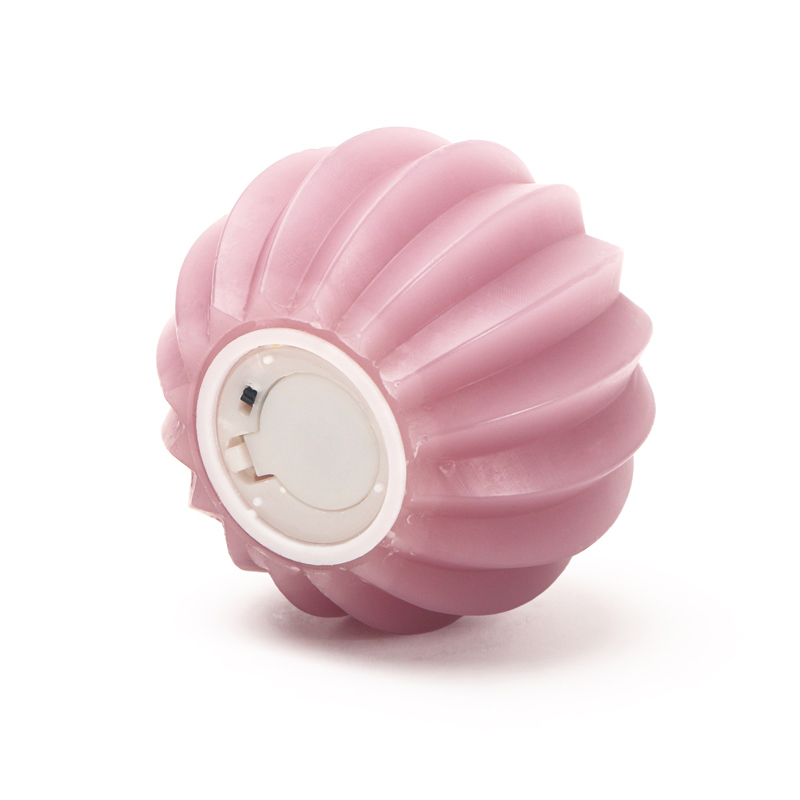 Ribbed Sphere Flameless LED Candle - Real Wax Flickering Decorative Candle (7x10cm) Color:Dusty Rose;Size:7*10cm 1