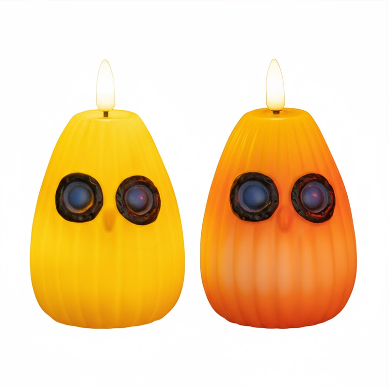 Halloween Owl Pumpkin Flameless Candle - Battery Operated LED Night Light for Spooky Home Decor, Add a Whimsical Glow to Your Halloween Night with Our Eco-Friendly Owl-Inspired Pumpkin LED Candle