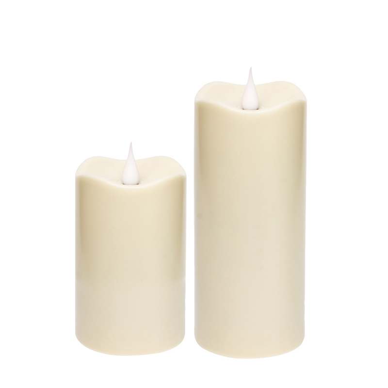 Outdoor Waterproof LED Flameless Candle with 3D Moving Flame - Ivory Realistic Pillar, Weather-Resistant & Realistic: The Ultimate Flameless Candle for Gardens, Patios, and Outdoor Events