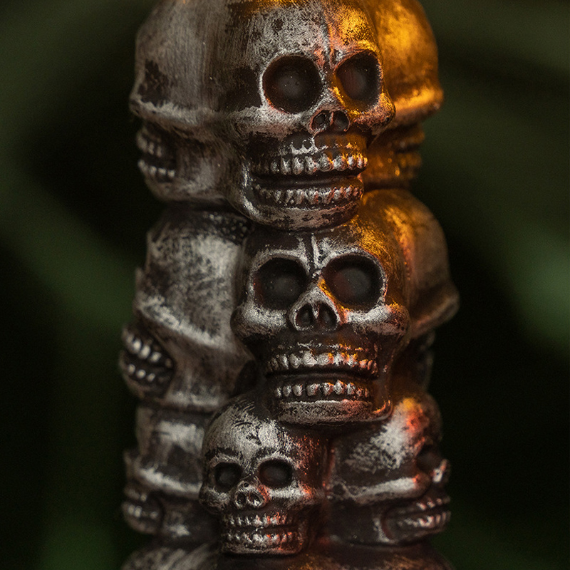 Halloween Skeleton Skull Pillar LED Candle - Remote Controlled Flameless Candle Color:Copper;Size:6.2*6.2*12.6cm 1