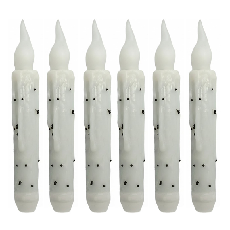 Antique Speckled Flameless Taper Candles with Realistic Wax Drip Classic Speckled Ivory