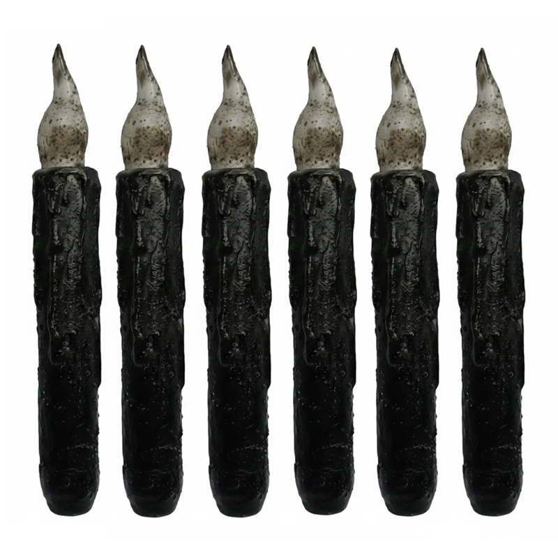 Antique Speckled Flameless Taper Candles with Realistic Wax Drip Gothic Midnight Black  , Experience the Timeless Charm of Real Wax Without the Fire Hazard – The Ultimate Vintage Aesthetic for Your Modern Home