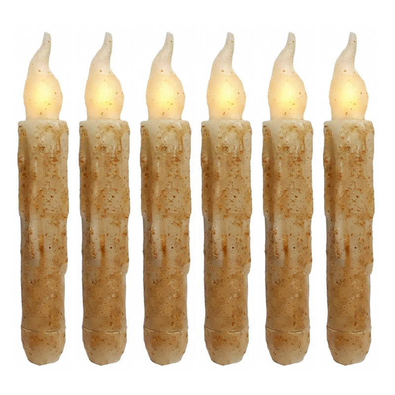 Antique Speckled Flameless Taper Candles with Realistic Wax Drip Rustic Desert Sand  , Experience the Timeless Charm of Real Wax Without the Fire Hazard – The Ultimate Vintage Aesthetic for Your Modern Home