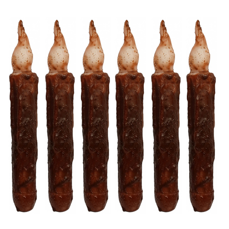 Antique Speckled Flameless Taper Candles with Realistic Wax Drip Ancient Walnut Brown  , Experience the Timeless Charm of Real Wax Without the Fire Hazard – The Ultimate Vintage Aesthetic for Your Modern Home