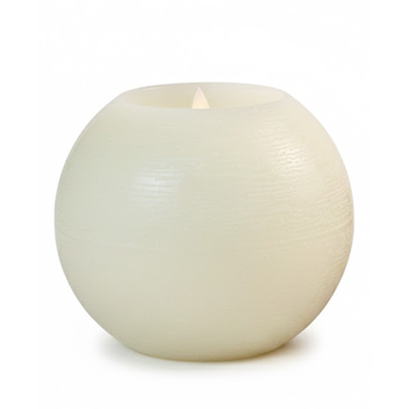 Ball-Shaped Flameless LED Candle - Real Paraffin Wax Flickering Sphere Light Ivory  , Elegantly Textured Spherical LED Candles: The Perfect Blend of Modern Minimalist Design and Cozy Warmth