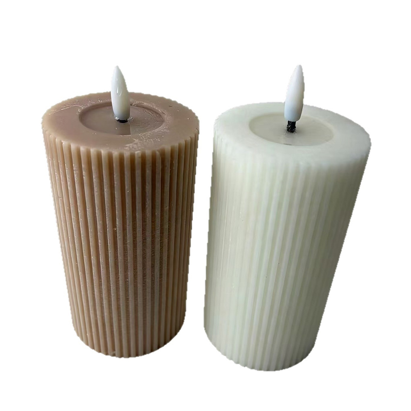 Fluted Ribbed Flameless Pillar Candles - Realistic Flickering LED Battery Operated Candles for Modern Home Decor (Set of 2), Add a Touch of Timeless Elegance with Mess-Free, Safe, and Realistic Rippled Texture LED Candles