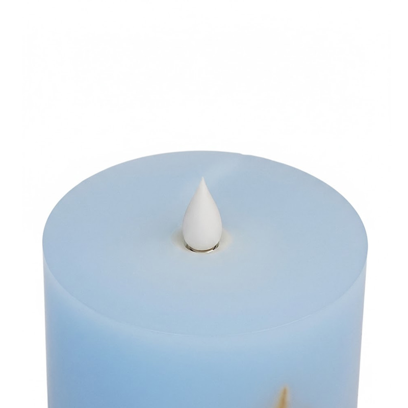 Ocean Series - Embedded Starfish and Seashell Flameless LED Pillar Candle (Blue) Size:9*15cm 1