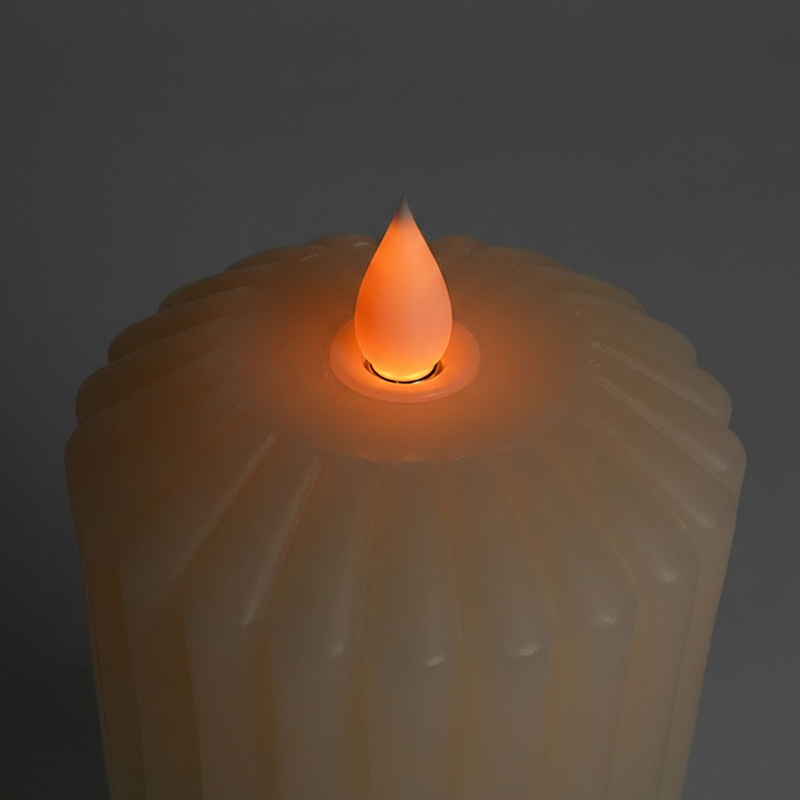 Realistic Fluted Pillar Flameless Candle with Remote - Real Paraffin Wax LED Candle Size:8*15.6cm 1