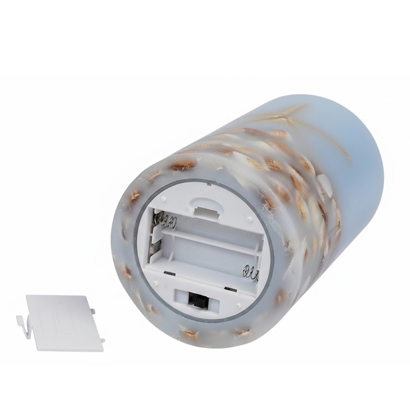 Ocean Series - Embedded Starfish and Seashell Flameless LED Pillar Candle (Blue) Size:9*15cm 2