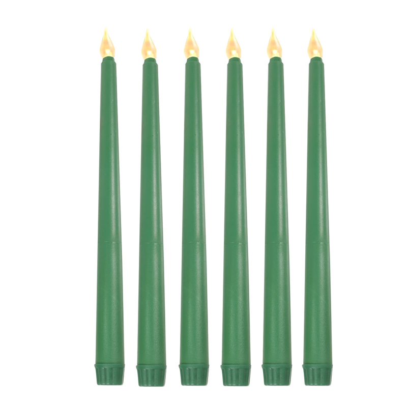 Halloween Green LED Taper Candles Remote Control