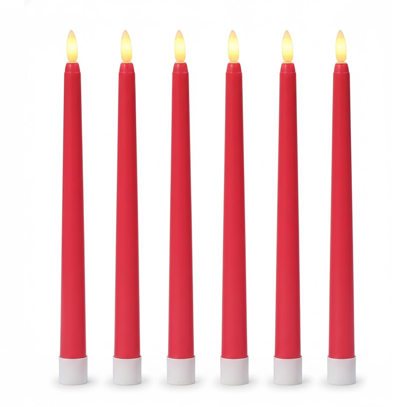 Remote Control Flameless Taper Candles (Pink & Red) Red  