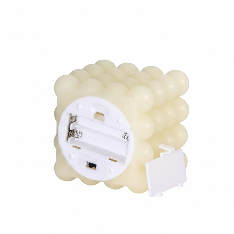 Real Wax Flameless Bubble Candle - Warm White LED Moving Wick Pillar Light Size:7.5*10cm 1