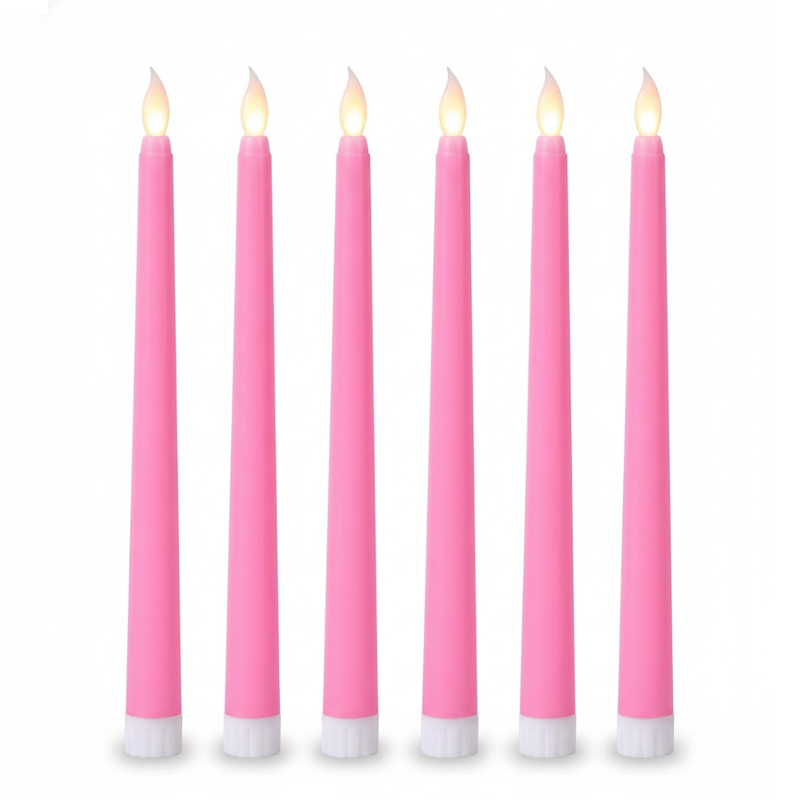 Remote Control Flameless Taper Candles (Pink & Red) Pink  
