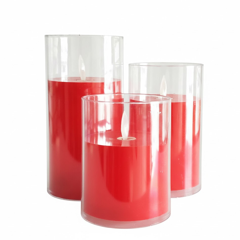 Red led Pillar candle