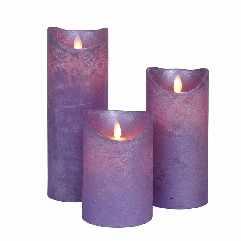 Frosted Purple LED Flameless Candles with Flickering Flame - Real Paraffin Wax, Create a Serene Ambiance with Realistic Purple Wax LED Candles - Battery Operated & Safe for Home Decor