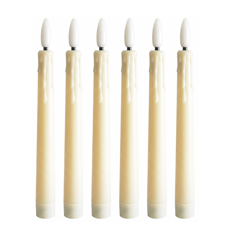 Dimmable Beige dripping wax taper led candle 2* 2cm, dripping wax,remote control, steady wick