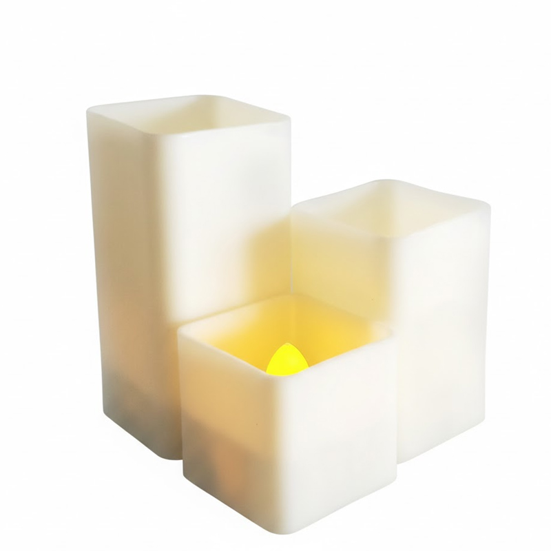 Square Ivory Battery Operated Flameless Led Candle, square battery operated candles