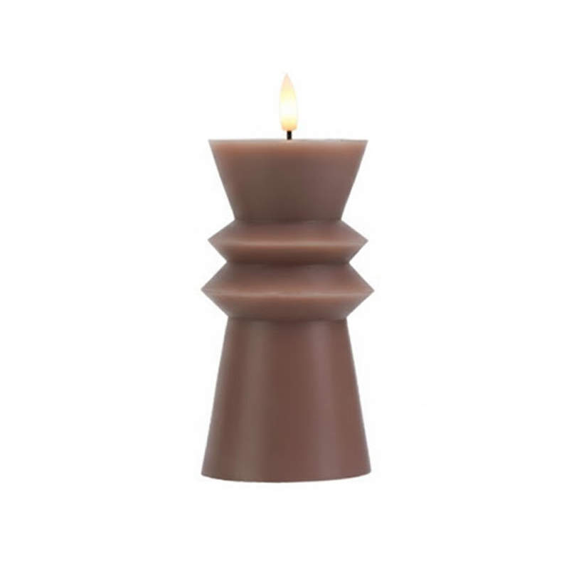 Geometric Ribbed Pillar Flameless LED Candles with Remote - Set of 3 Paraffin Wax Electric Candles 7.5*14.5cm  , Modern Architectural Design Meets Warm Ambiance: Safe, Realistic, and Remote-Controlled for Effortless Elegance.