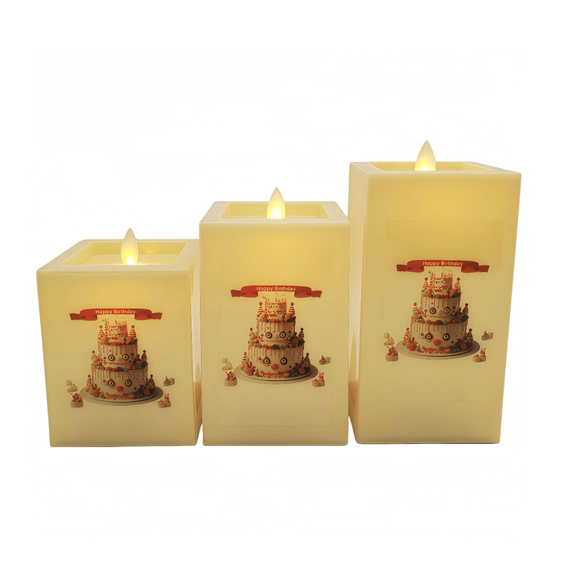 Square Realistic LED Musical Birthday Candle with Moving Flame - Ivory Flameless Pillar Candle for Party Decor, Create a Magical Birthday Atmosphere with Flickering Warm Light and Festive Melodies