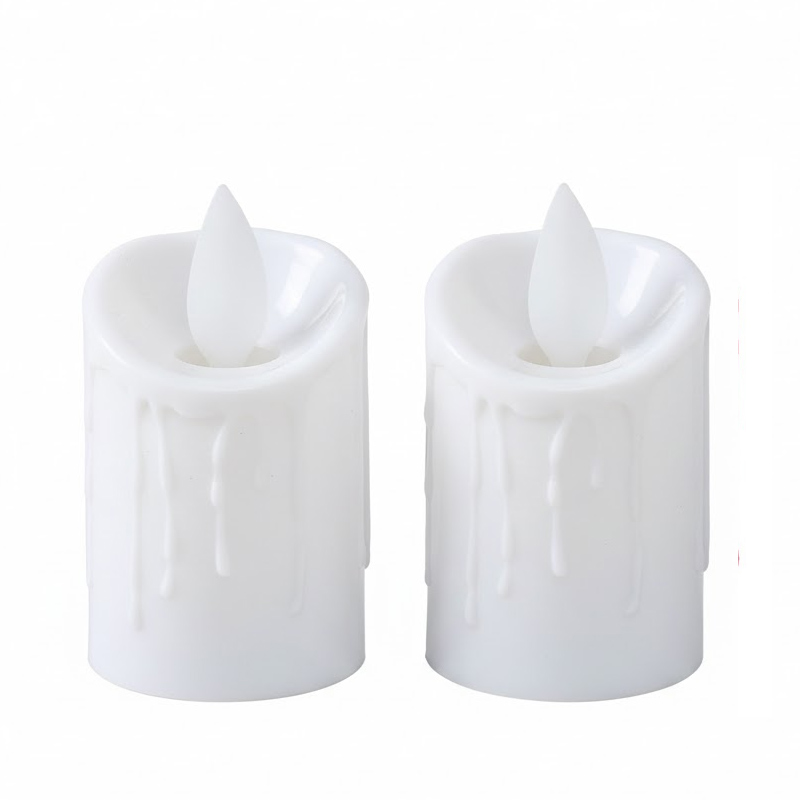 Realistic LED Flameless Candles with Dancing Flame - Battery Operated Wax-Look Plastic Pillars for Home Decor & Holidays White