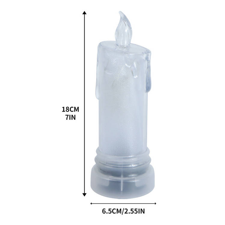 Solar Powered Crystal LED Candle - Waterproof Flickering Flameless Pillar for Outdoor & Indoor Decor Color:Style1;Size:6.5*18cm 1