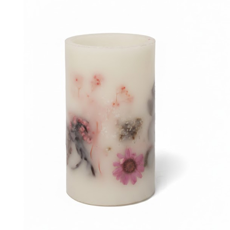 Real Wax Flameless Pillar Candle with Embedded Natural Dried Flowers Style3  , Bring the Eternal Beauty of Nature Indoors with Hand-Crafted Botanical LED Candles