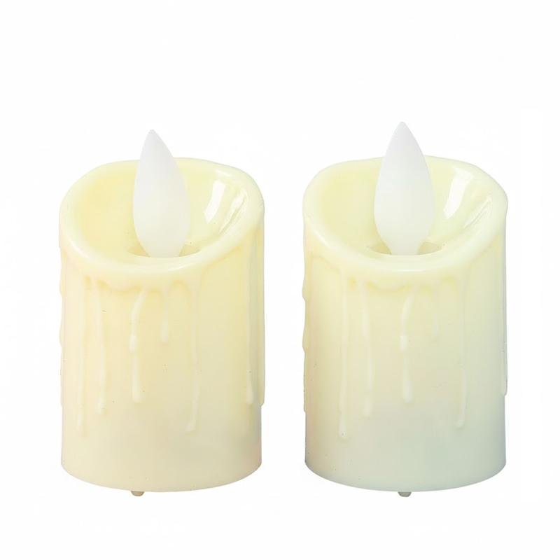 Realistic LED Flameless Candles with Dancing Flame - Battery Operated Wax-Look Plastic Pillars for Home Decor & Holidays Ivory
