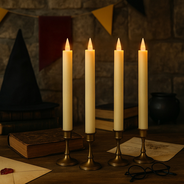 Floating LED Taper Candles with Magic Wand Remote - 12/20 Pack Flickering Flameless Candles for Halloween & Home Decor Color:Ivory;Size:2*26.4cm 4