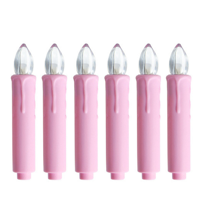Macaron LED Clip-on Christmas Tree Candles - Flameless Flickering Taper Candles with Remote (Set of 6) Pink  , Bring a Pop of Pastel Color to Your Holiday Decor with Safe, Flickering, and Colorful Flameless Candles.