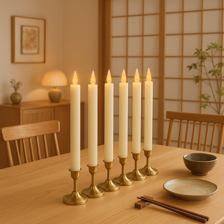 Floating LED Taper Candles with Magic Wand Remote - 12/20 Pack Flickering Flameless Candles for Halloween & Home Decor Color:Ivory;Size:2*26.4cm 2