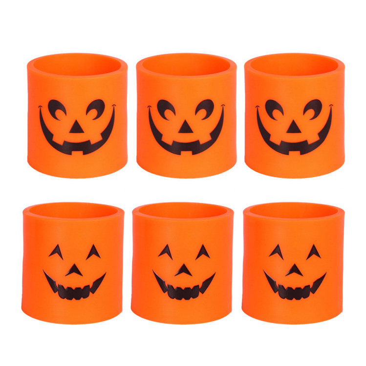 Halloween Jack-O'-Lantern LED Flameless Candle - Battery Operated Orange Pumpkin Pillar Light for Seasonal Decor, Safe, Flickering, and Spooky: The Perfect Mess-Free Glow for Your Halloween Festivities