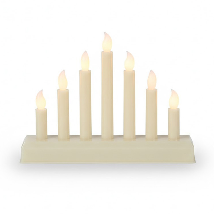 7-Light Electric Candle Bridge - Battery Operated Flickering Flameless Window Candle Set, Elegant Warm Glow for Holiday Window Displays & Home Ambience - Safe, Durable, and Mess-Free