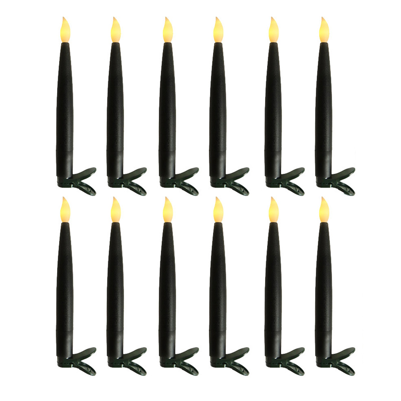 Magic Wand Remote Floating Candles - Flickering LED Taper Candles with Timer for Harry Potter Theme Decor Black1  , Transform Your Home into a Magical Hall with 12 PCS Battery Operated Hanging Candles and Magic Wand Control